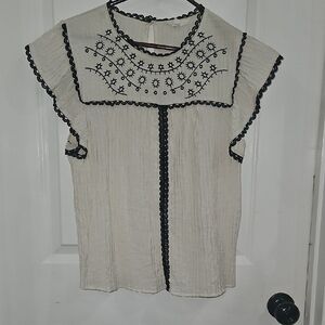 Mine Cream Ruffled Bib Collar Blouse